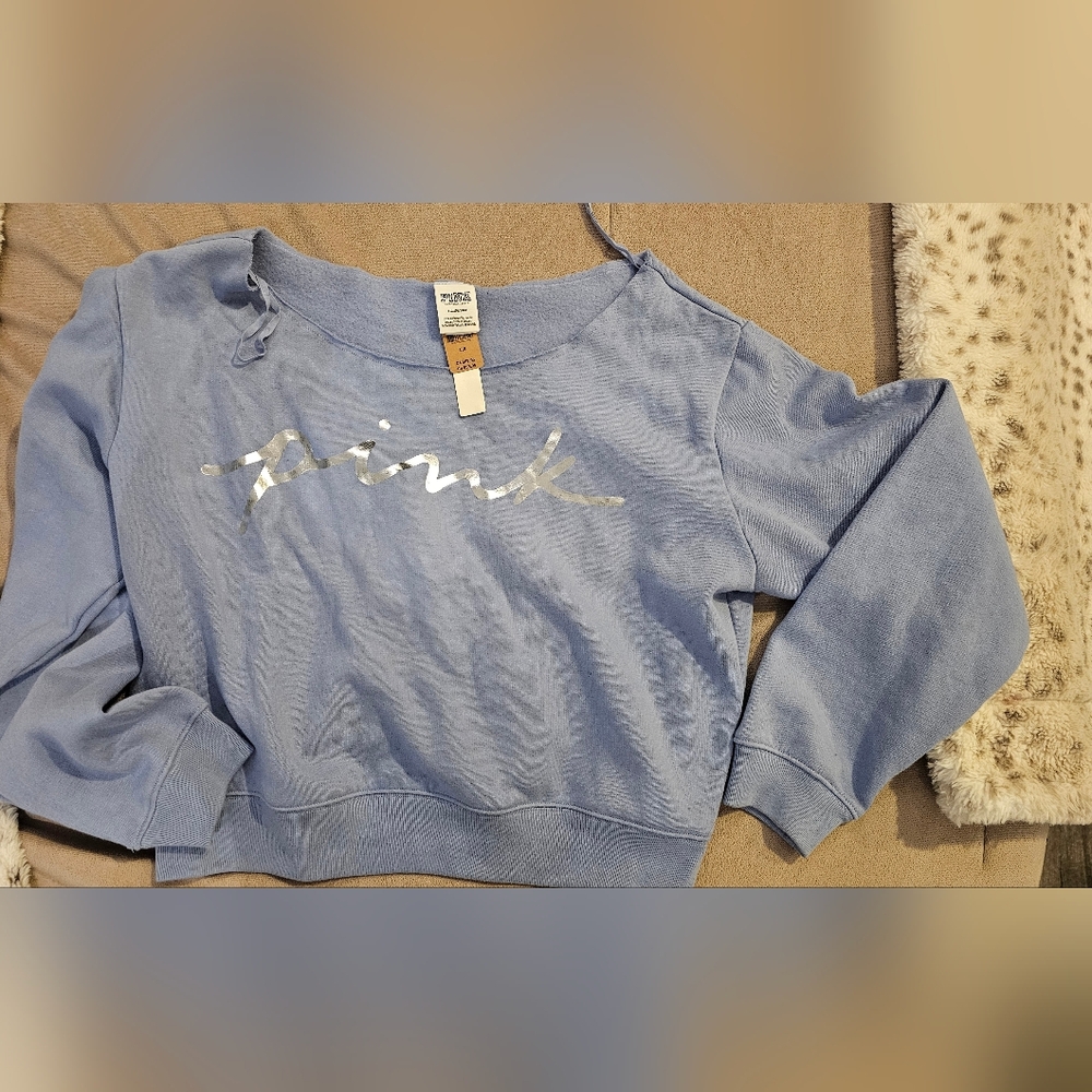 Victoria's Secret Lilac Scoop Neck Sweatshirt with Silver Script